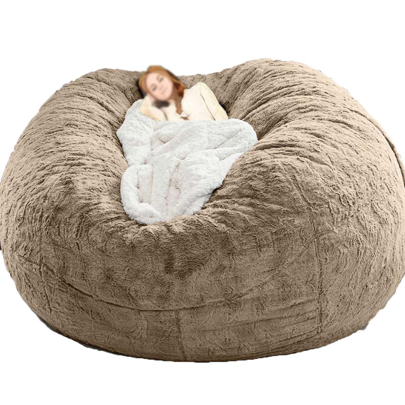 Pouf Géant XXL en Fourrure Bean Bag Fauteuil De Lecture (sans Remplissage) Doux Confortable Housse Lavable en Machine pour Adulte Exterieur Chambre