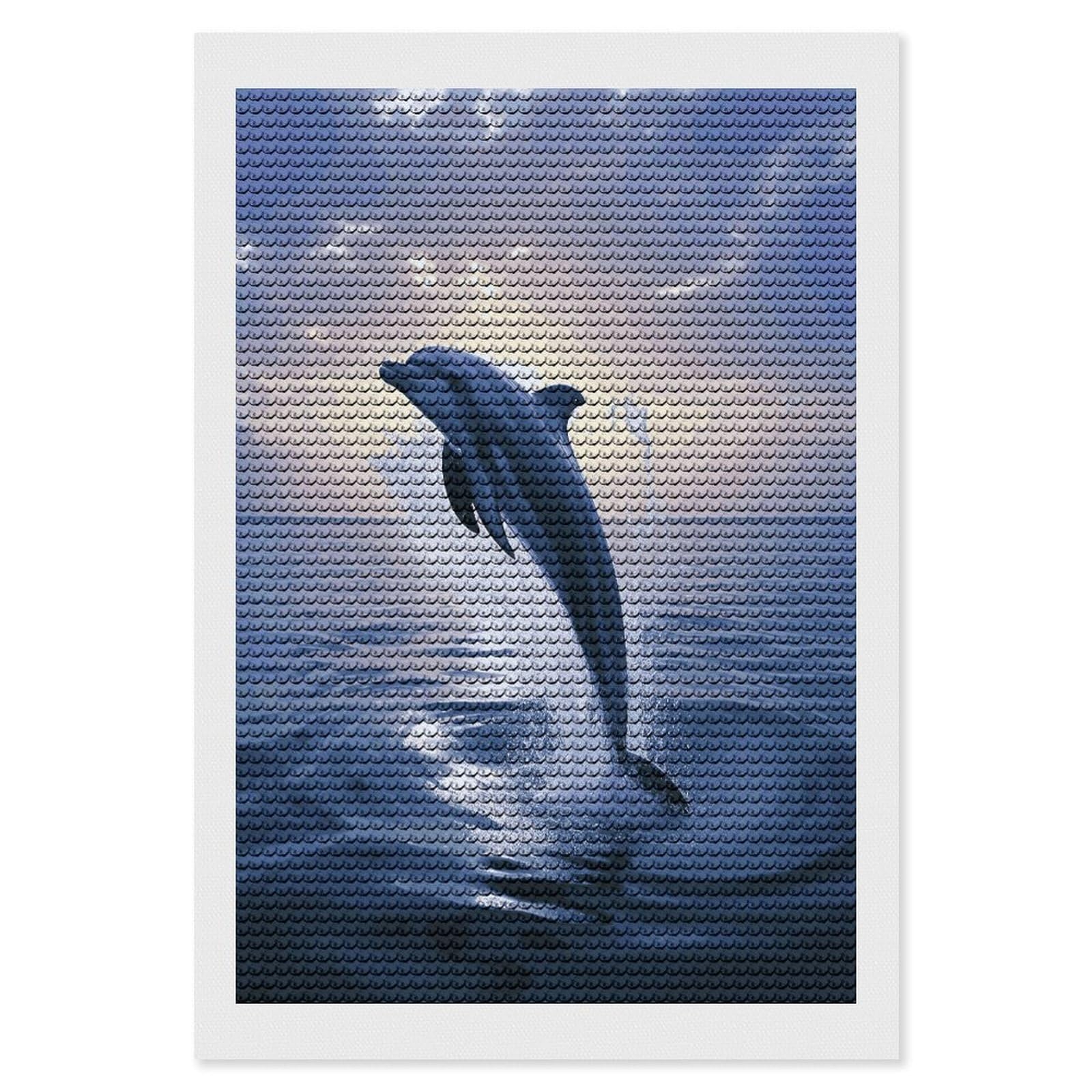 JTREHY Elegant Dolphin Diamond Art Kits Personalized DIY Round Diamond Painting Kits for Beginner Full Drill Diamonds Dots Paintings for Adults Gem Art Crafts Home Decor