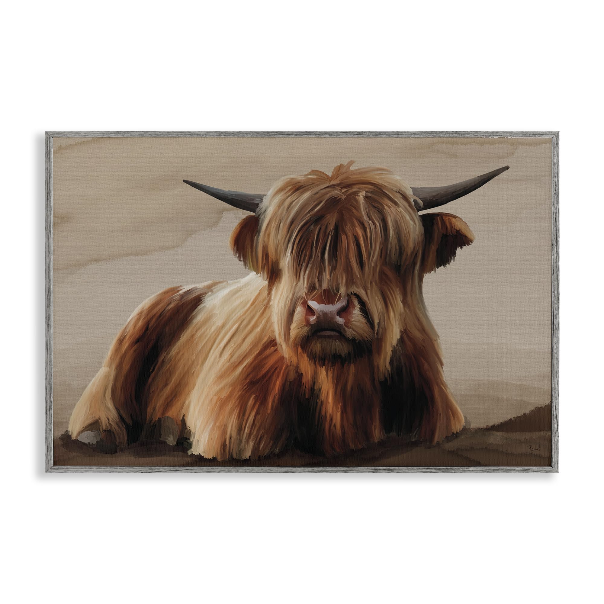 Stupell Industries 'Got My Hair Done Cattle', Framed Giclee Art, Gray, 30 x 20 Inches, Easy to Hang and Sturdy, Made in USA, by Renel Peters