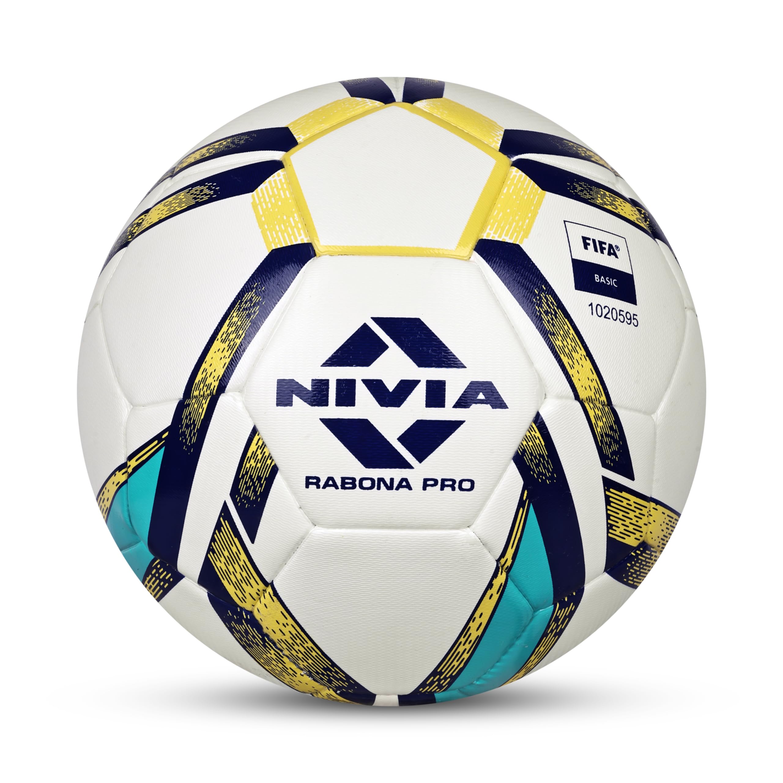 Nivia Rabona Pro Football, 32 Panel, Glossy TPU Stitched, Suitable for Soft & Dry Ground, Hard Ground with Grass & Artificial Turf, International Match Ball (White, 5)
