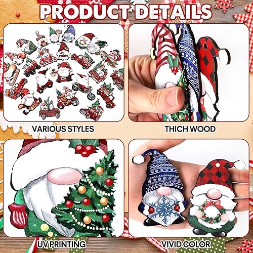 Miniatura 3 de Hommtina 24 piezas de adornos rojos de Navidad para decoración de Navidad, suministros de fiesta de Navidad (Xmas-B)