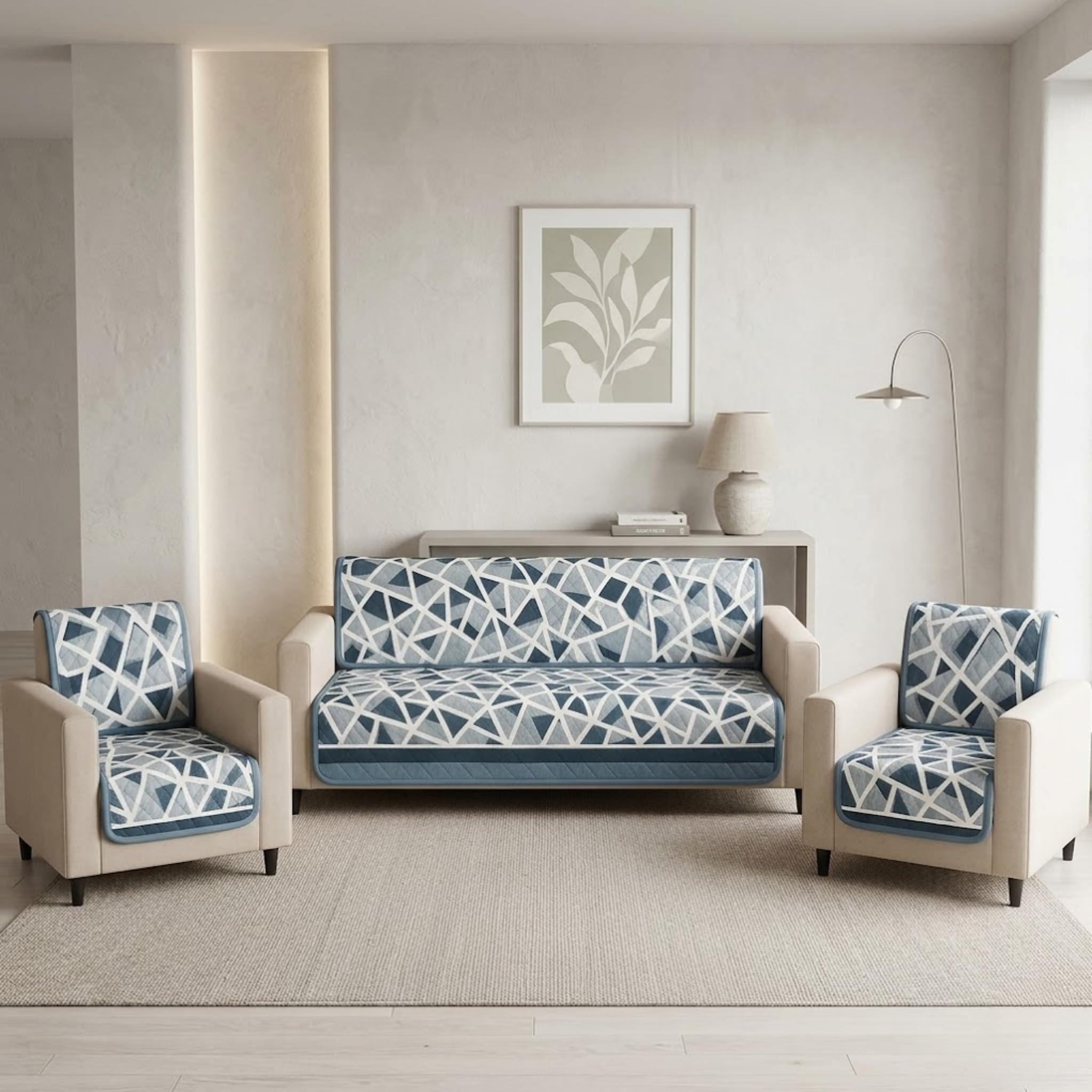 Velvet Quilted Sofa Cover Set - 5 Seater Protection -11 Velvet Quilted Sofa Cover Set - 5 Seater Protection -11