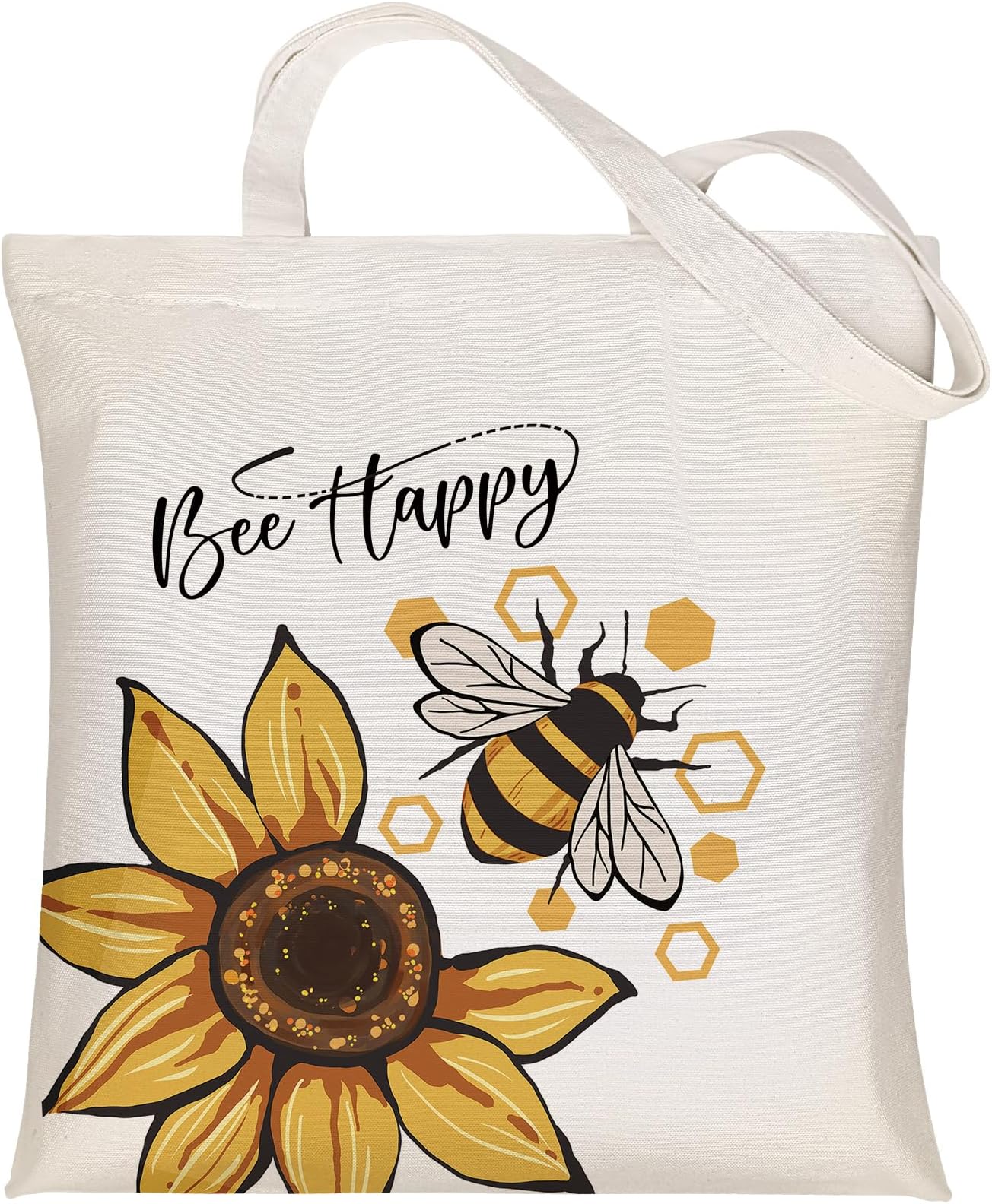 Louise Maelys Canvas Tote Bag for Women Cute sunflower bee Aesthetic cotton Shopping Women gift Reusable Grocery Bags