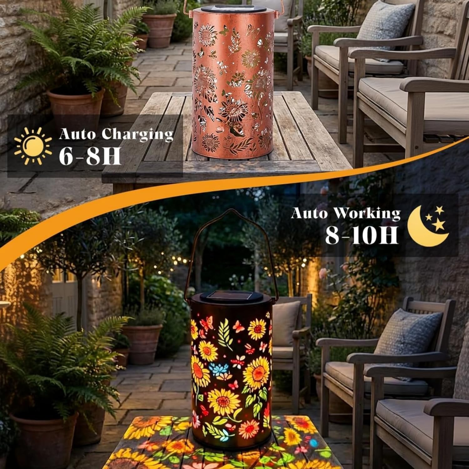 Colorful Sunflower Glow Solar Garden Lantern, Sunflower Glow Lanterns, Outdoor Waterproof Decorative Hanging Solar Lights, for Garden, Patio, or Walkway (Colorful,2 pcs)