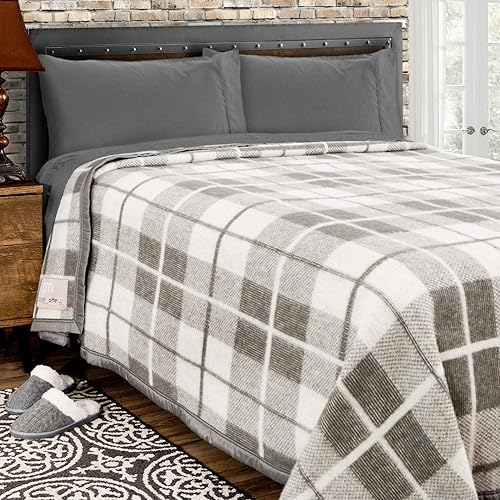 Miniatura 16 de Poyet Motte Rivoli - Manta sólida de 100% lana virgen, 100% lana, peso medio/pesado, lavable a máquina (azul sólido, tamaño matrimonial/queen) Azul