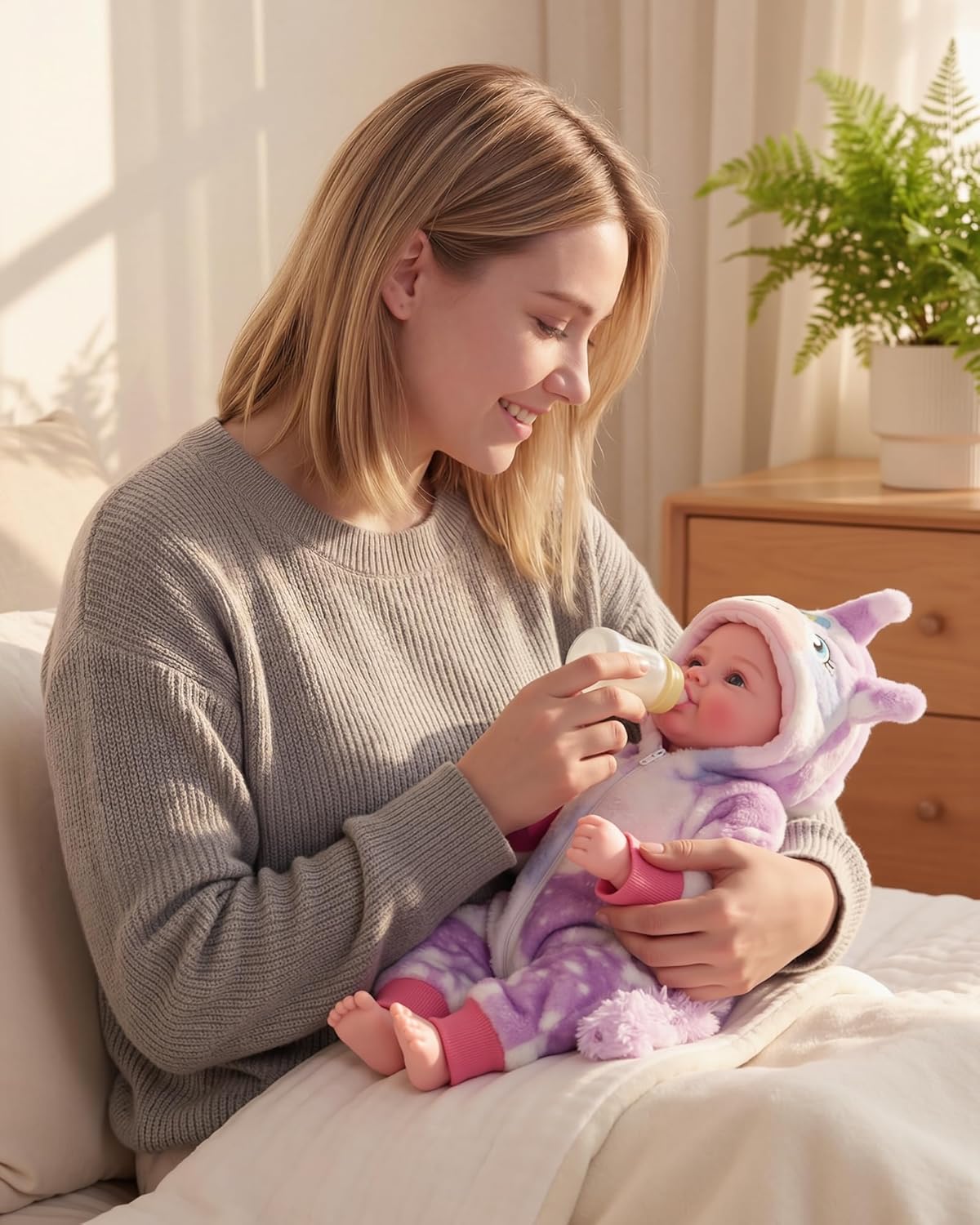 BABESIDE Baby Doll Girl - 17-Inch Soft Body Realistic Baby Doll with Blue Eyes and Unicorn Outfit Lightweight Real Life Baby Dolls for 3+ 4 5 6 7 8 9 Years Girl Birthday Gifts, Pretend Play, Christmas