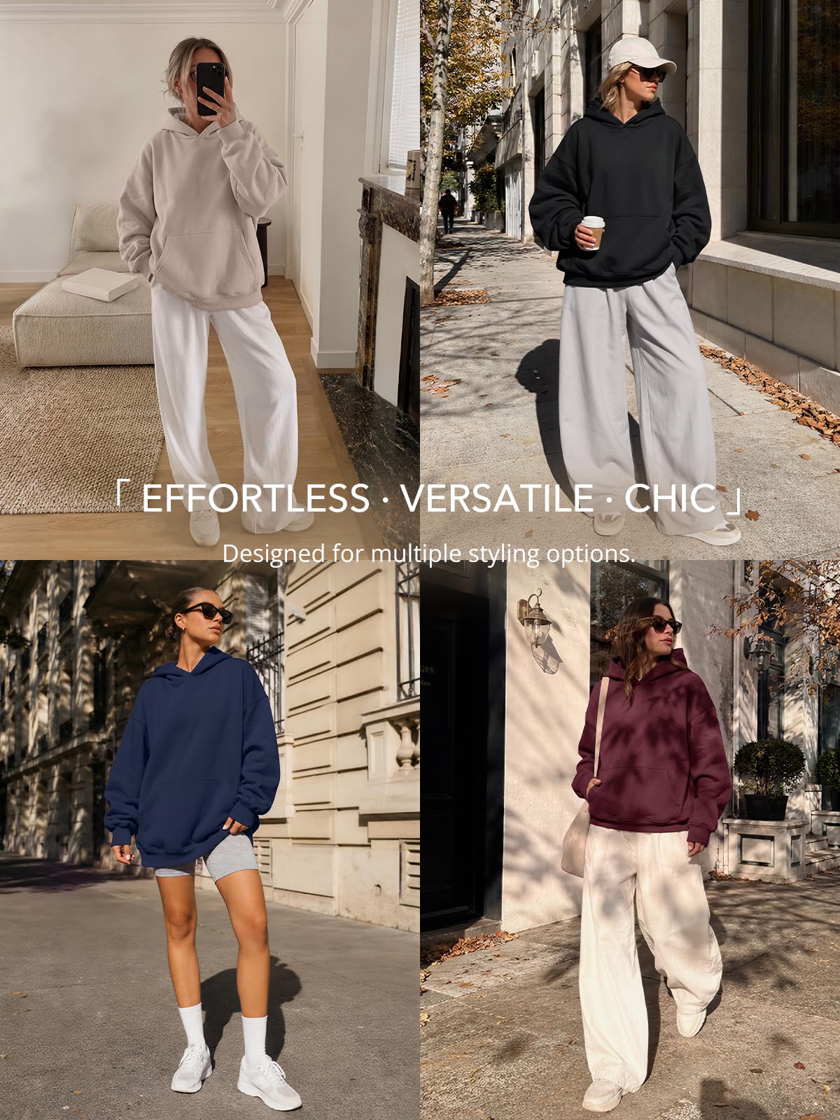 Trendy Queen - Felpe con cappuccio oversize da donna in pile, a maniche lunghe, pullover autunnali e invernali