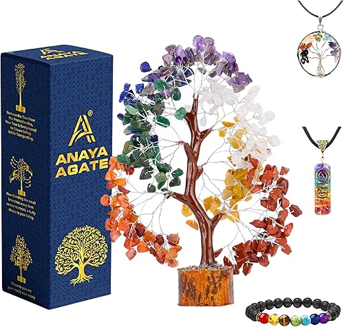 Miniatura 58 de Árbol de la vida de cristal de 7 chakras, cristales curativos hechos a mano, cristales y piedras curativas, árbol del dinero para decoración del #3
