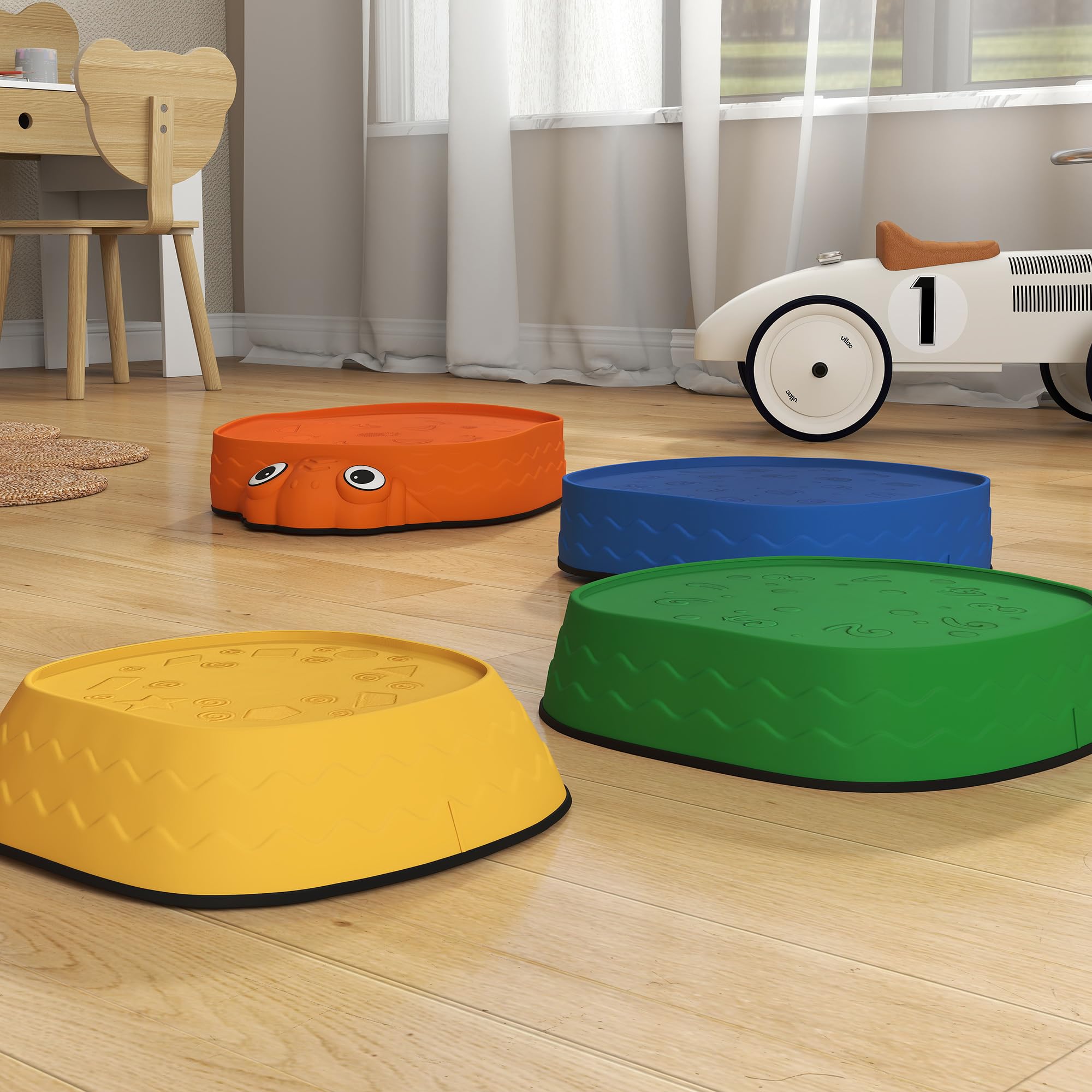 AIYAPLAY Conjunto de Piedras de Equilibrio para Niños Apilables de 5 Piezas Juego de Equilibrio para Niños de +2 Años Forma de Mariquita Antideslizantes para Interior y Exterior Multicolor