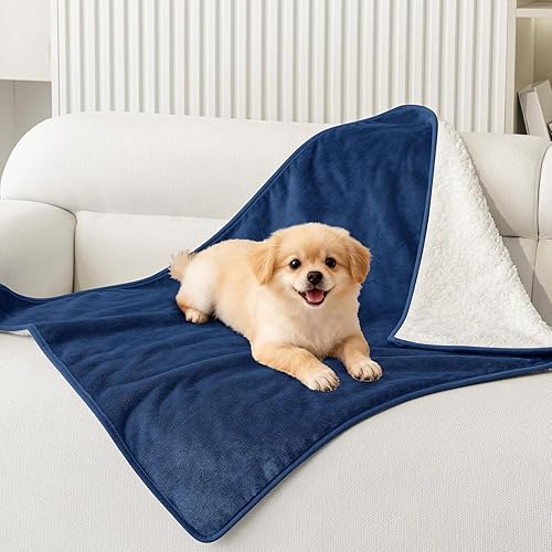 Miniatura 19 de Smiry Manta de cama impermeable para perro, manta a prueba de fugas para cama y sofá, reversible, de forro polar sherpa, funda protectora de muebles