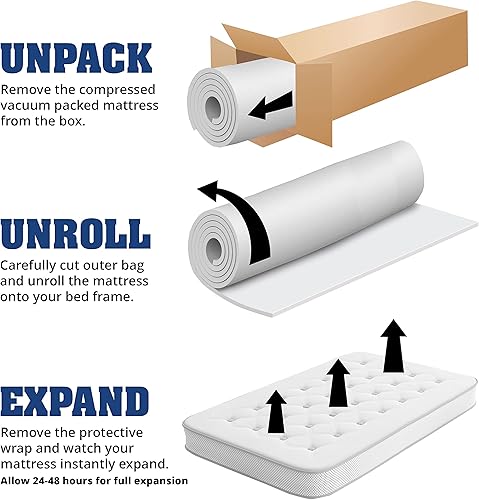 Miniatura 15 de Nautica Home - Colchón híbrido de resortes interiores de 6 pulgadas, cubierta acolchada de espuma viscoelástica, capa de espuma de látex de alta