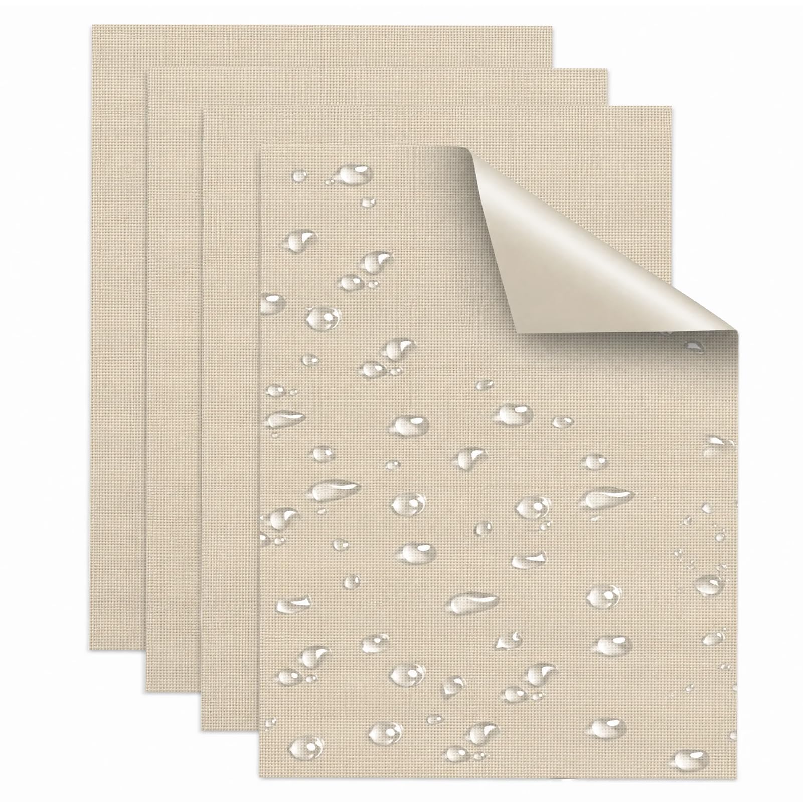 Skystuff Self-Adhesive Canvas Repair Tape, Heavy Duty Waterproof Fabric Repair Patches for Sofa, Chair, Awning, Tent, Clothes, Camping Outdoor Gear, Instant Strong Fix, 15x20cm, 4pcs Beige