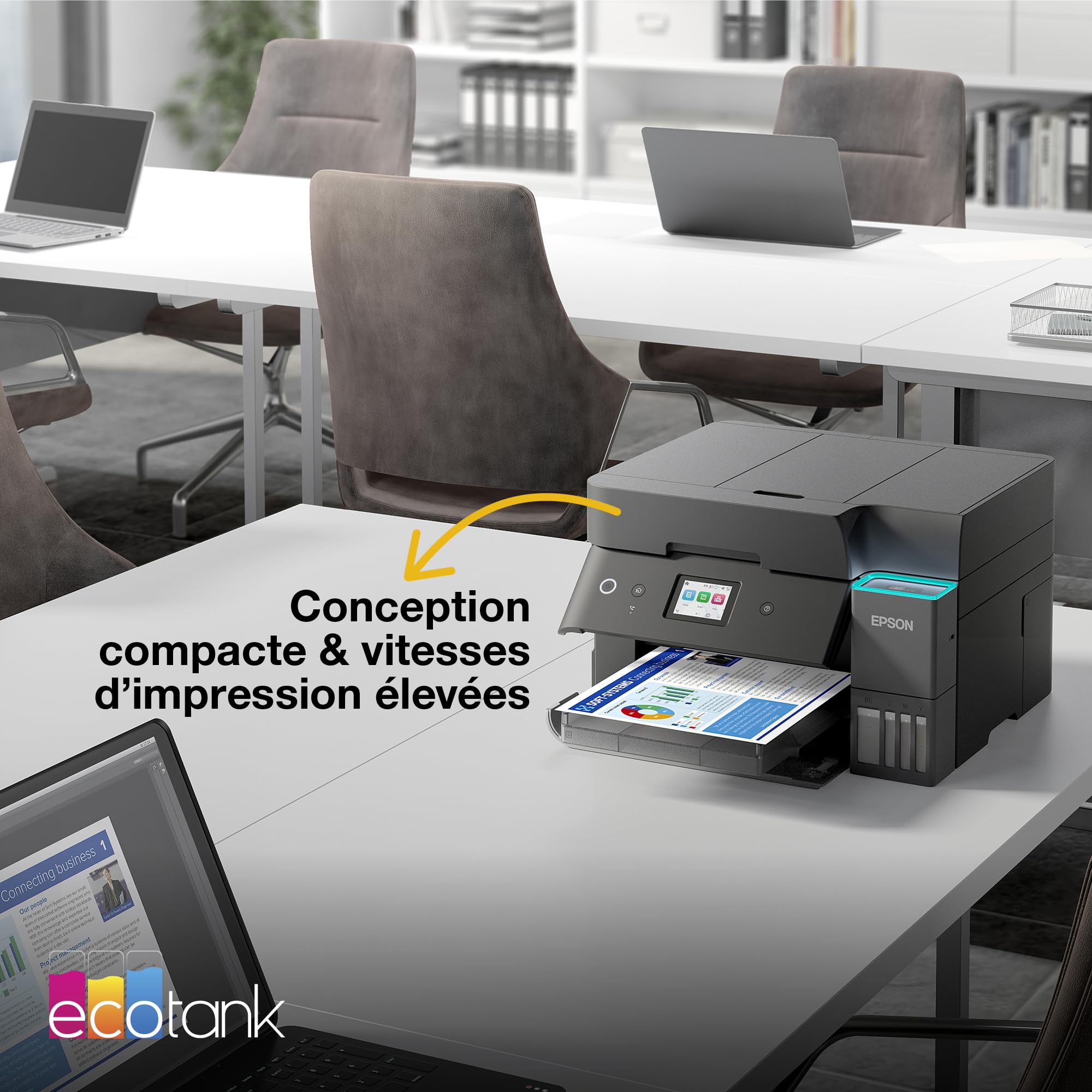 Epson Solution d’Impression A4 EcoTank ET-4955 avec Wi-FI, réservoirs d’Encre AirPrint, Chargeur de Documents, Impression, numérisation, Copie et fax Recto Verso + Jusqu’à 3 Ans d’Encre Inclus