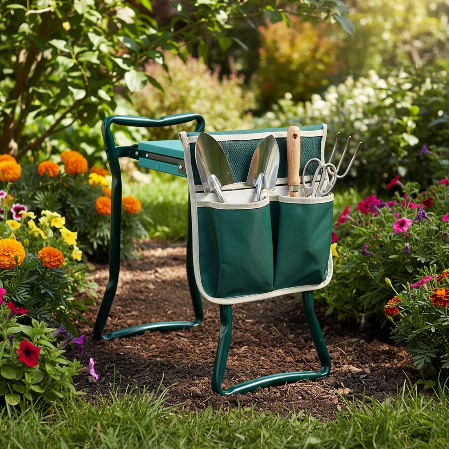 Garden Tool Bag, 600d Oxford Storage Gardening Tool Bag with Multiple Pockets, Fits Most Kneelers and Seats Pouch for Organized Gardening (12.6x12.6 Inch) image 3