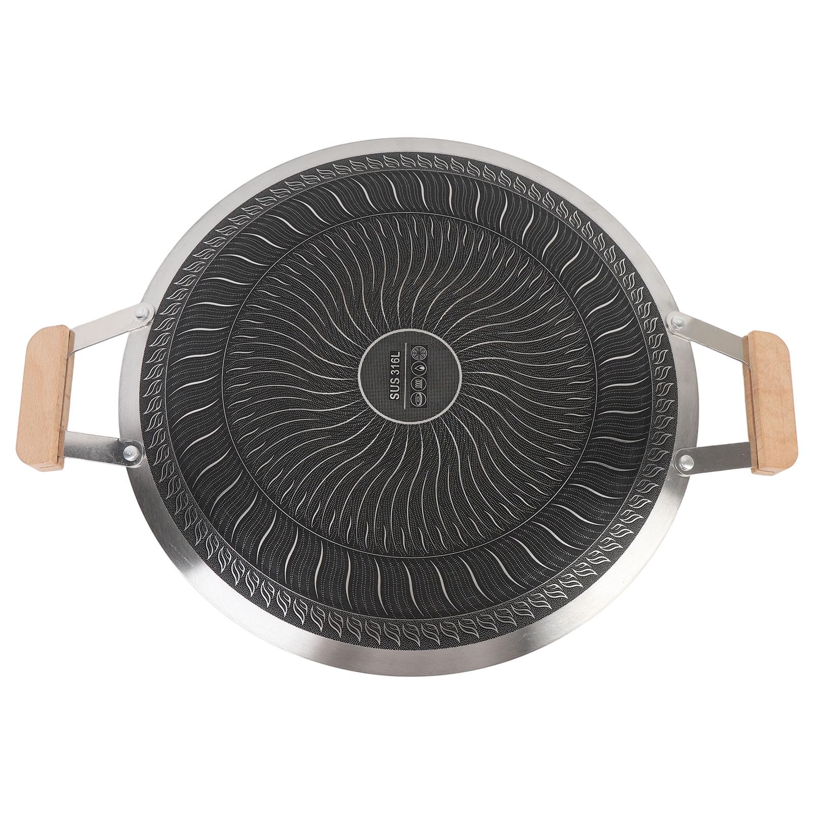 Padella per Barbecue Coreana Premium in Acciaio Inossidabile Distribuzione Rapida e Uniforme del Calore Facile Pulizia per Riunioni Interne Ed Esterne (38 cm)