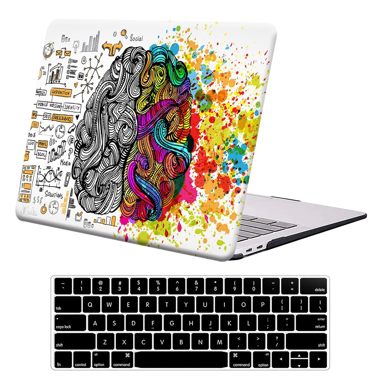 Funut for MacBook Pro 13 inch Case 2023 2024 2022 2021-2016 Release M2/M1 A2338 A2289 A2251 A2159 A1989 A1708 A1706, Plastic Hard Shell Case and Keyboard Cover for MacBook Pro 13 inch, Formula Brain