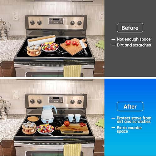 Miniatura 7 de Cubierta superior para estufa eléctrica (28.5 x 20.5 pulgadas), cubierta superior de estufa de vidrio resistente al calor, protector de estufa para