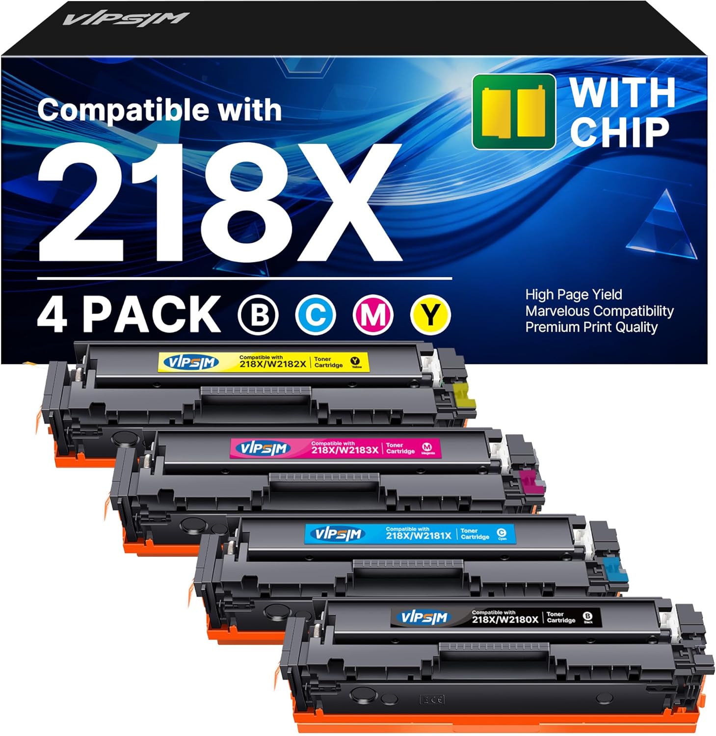 218X Toner (with Chip) Compatible for HP 218X Toner Cartridges 4 Pack - 218A 3301fdw Toner High Yield Work for HP Color LaserJet Pro MFP 3301fdw 3301cdw 3301sdw 3201dw Ink | MFP 3301 W2180X Toner