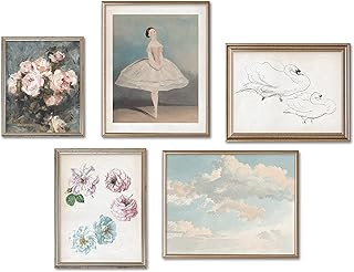 Girls Room Wall Art Decor - Set of 5 Posters // Soft Pink Baby Girl Room Decor Prints // Baby Girl Nursery Wall Art Paintings // Bohemian Teen Little Girls Vintage Gallery Art (11x14 , 9x12 , 8x10) A5_2_st5