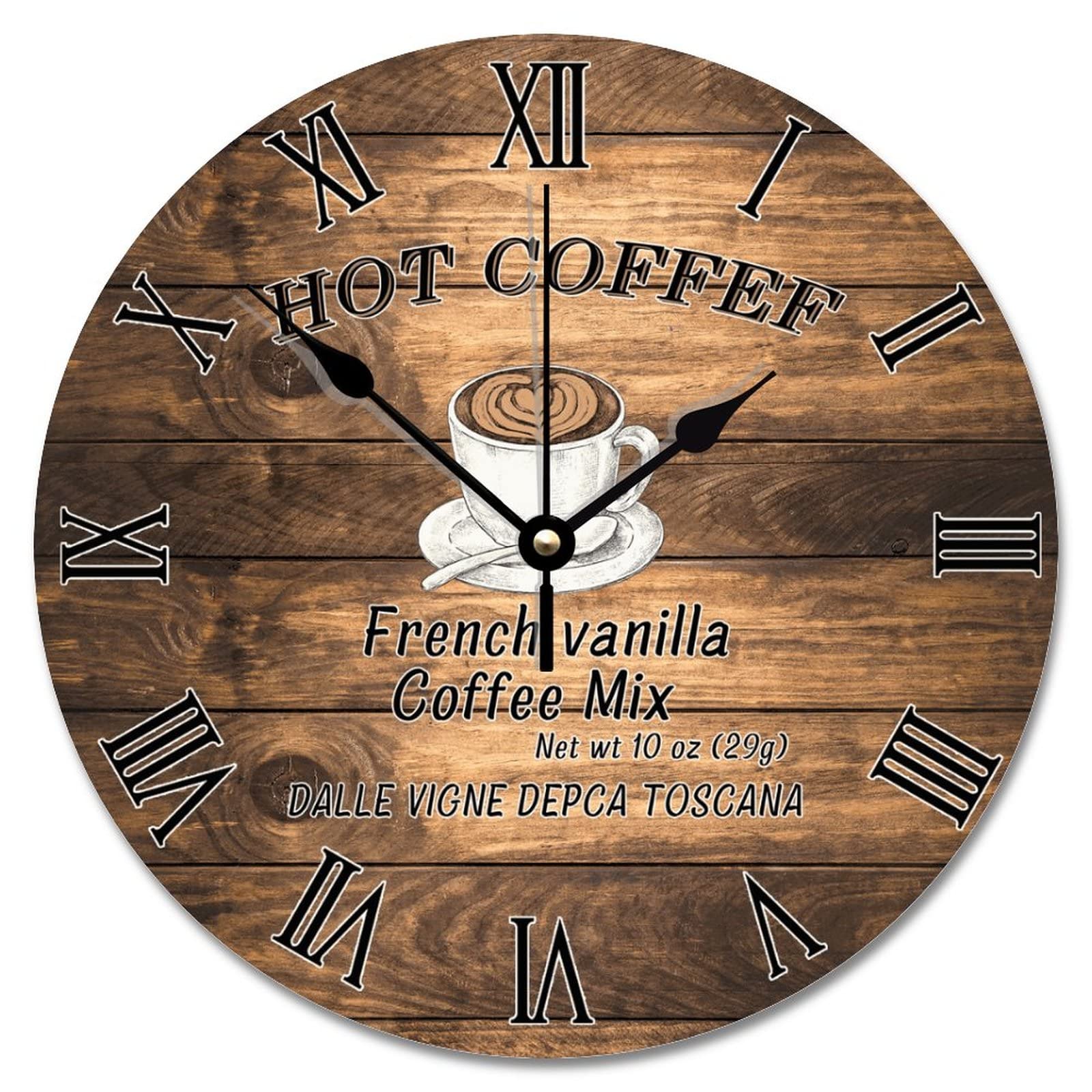 Grande horloge murale rustique antique marron vieilli de 30,5cm