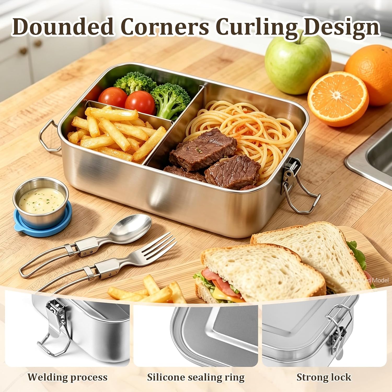 Qtencas Stainless Steel Lunch Box Kids