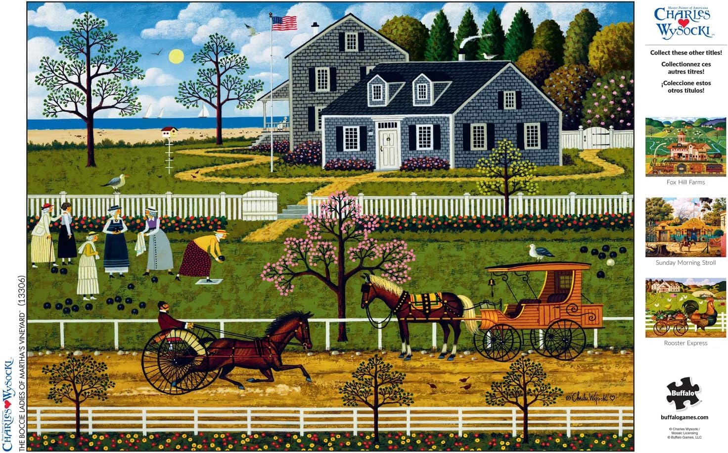 Buffalo Games – Charles Wysocki – The Boccie Ladies of Martha's Vineyard – Puzzle de 1000 pièces pour adultes – Puzzle stimulant parfait pour les soirées de jeu