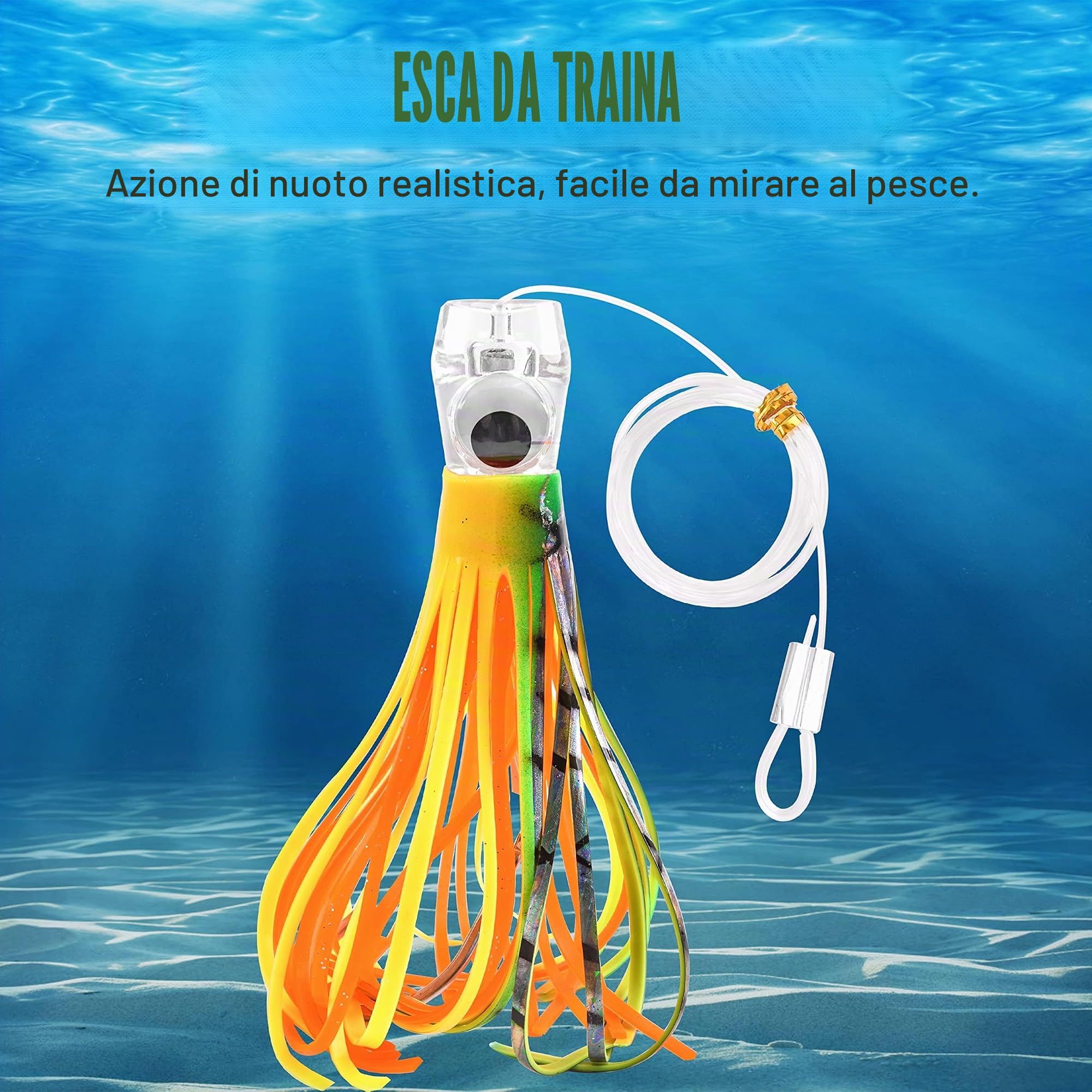 Esche da Traina per la Pesca in Acqua Salata, 5pezzi Offshore Esche da traino Big Game Saltwater per Mahi Tuna Marlin Dolphin Wahoo Esche da Pesca D'altura Polpo Gonne di Calamari Ganci Rigati
