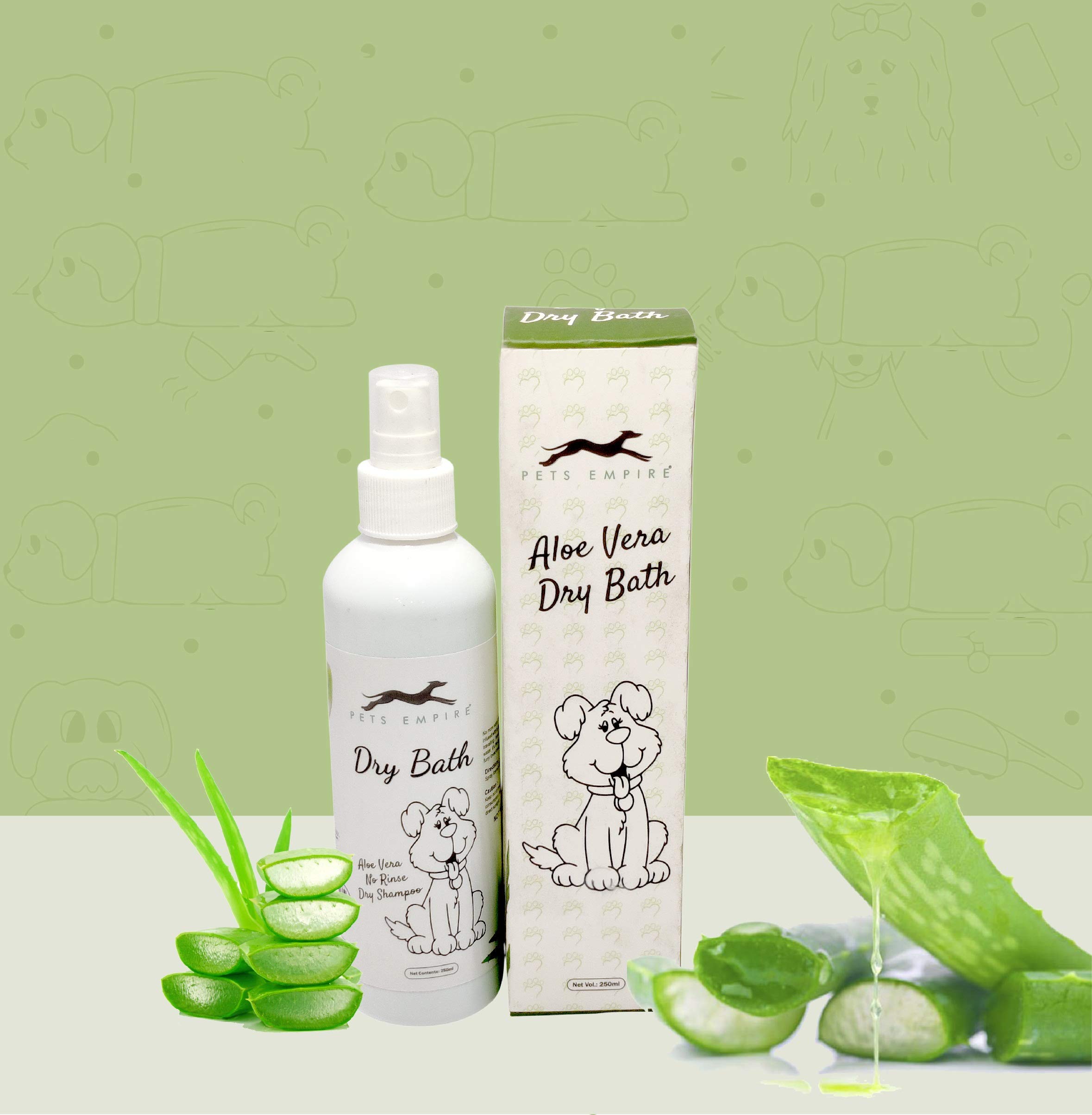 Pets Empire New Waterless Dog Shampoo | All Natural Dry Shampoo for Dogs or Cats No Rinse Required- 250 ml Aloe Vera (B08ZJ1493Y) Amazon Price History, Amazon Price Tracker