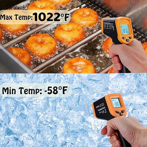 Miniatura 3 de OnniOne Termómetro infrarrojo pistola de temperatura -58℉~1022℉, pistola termómetro láser digital para cocinar Blackstone Pizza Horno Plancha