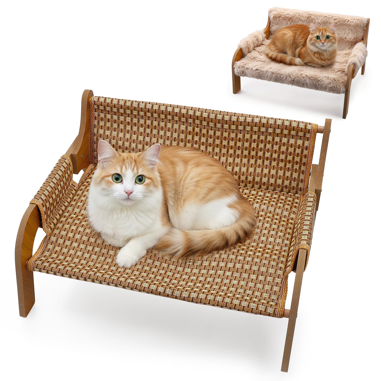 Divanetto Rialzato Per Cani E Gatti Portata 30 Kg, Viene Fornito Con Cuscini Estivi E Cuscini Invernali, Cuccia Rialzata Animali Domestici, 53X44 Cm, Grande Divano Per Gatti