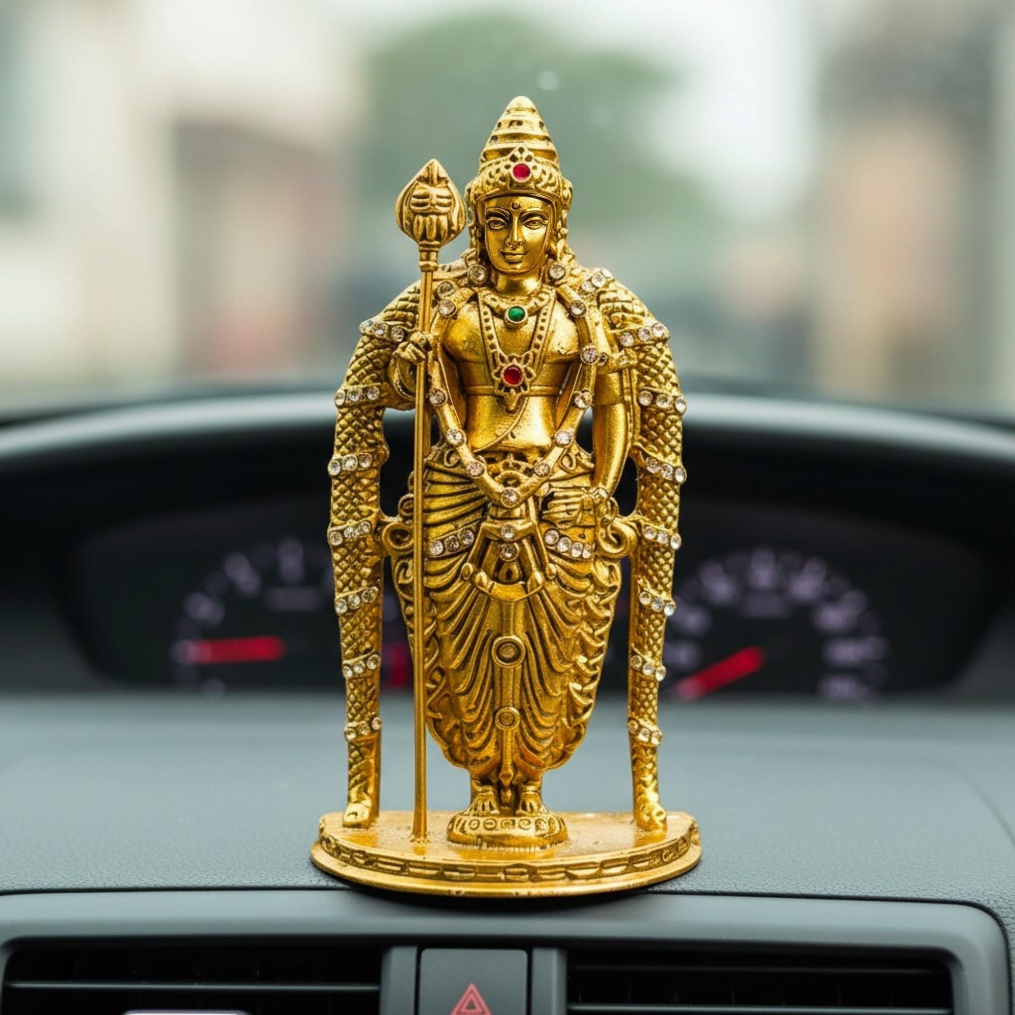 Yaa Catchy Lord Murugan to Your Car Dashboard Golden Idol with Crystal Stones Pooja & Office Hindu God Kartikeya ensuring a Blessed and Protected Journey. (Murugan)-image-14