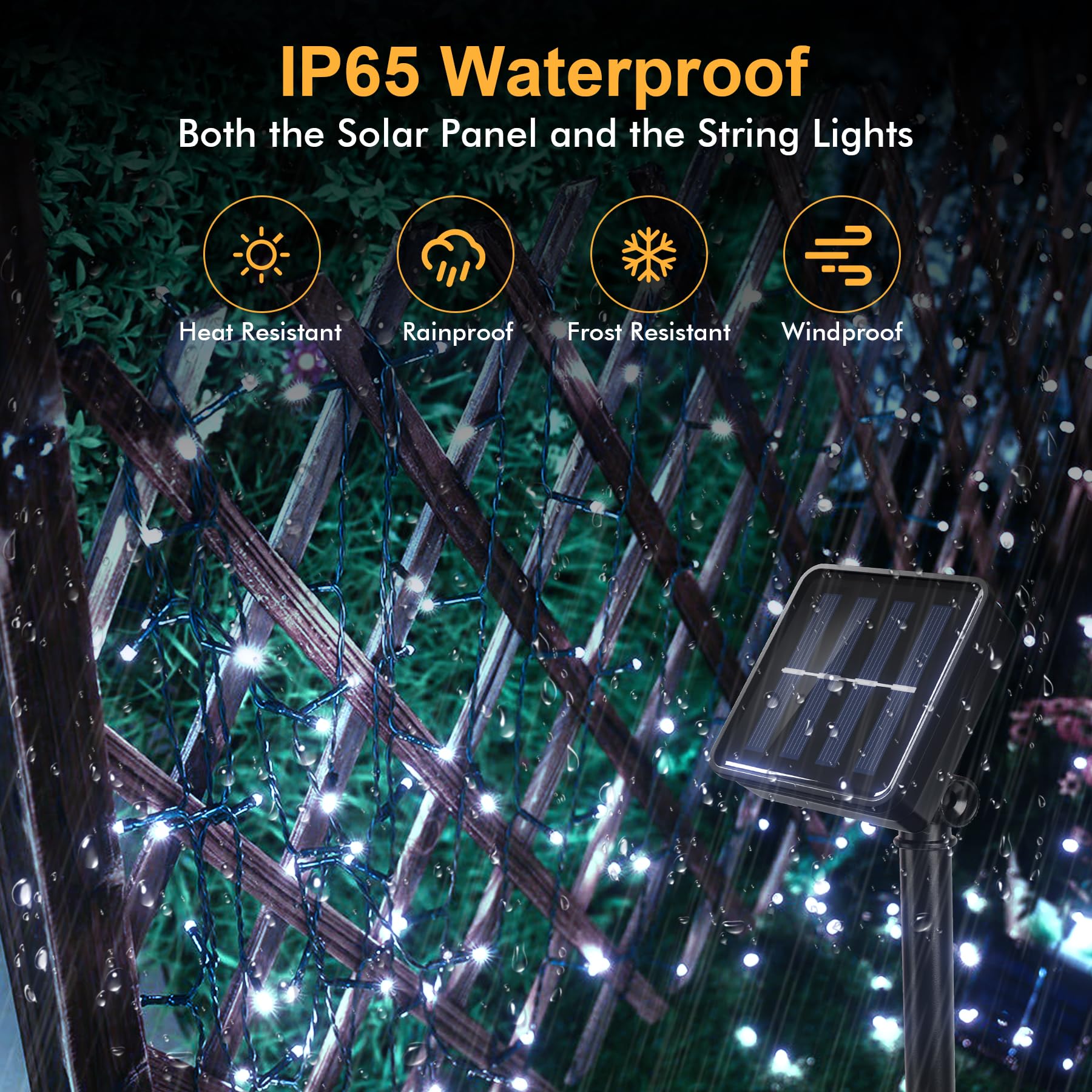 SLWOO Solar Lights Outdoor Garden, 20M/65ft 200 LED String Lights Waterproof, 2 Modes - Image 3