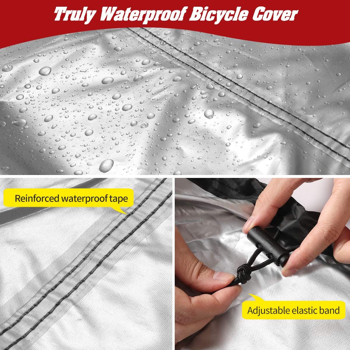 Aiskaer Bike Cover for Outdoor Bicycle Storage - Large 1, XL 1-2, XXL 2-3 Bikes - Heavy 210D Oxford Material, Waterproof & Anti-UV - Protection from All Weather Conditions for Mountain & Road Bikes : Sports & Outdoors