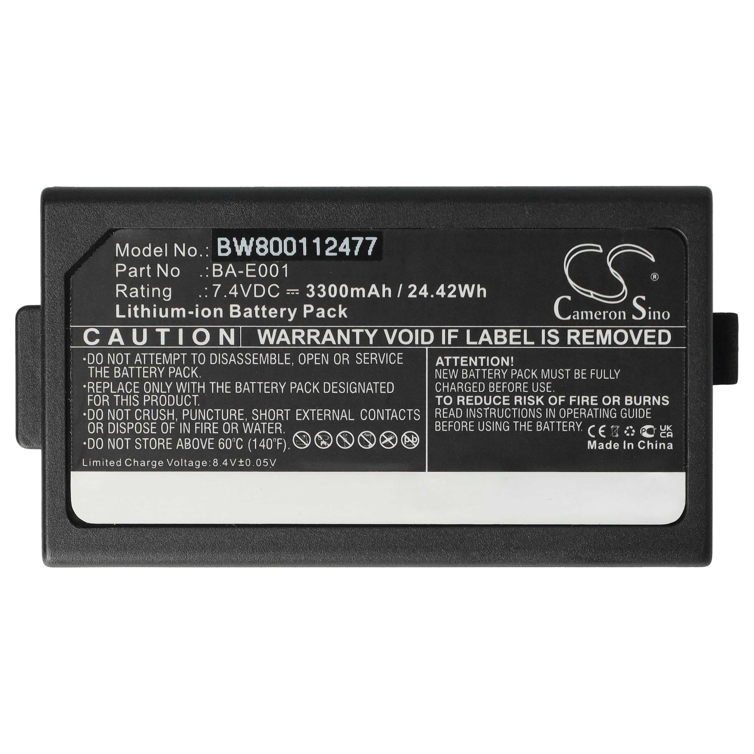 vhbw Akku Ersatz für Brother PJ7, BA-E001 für Drucker Kopierer Scanner Etiketten-Drucker (3300 mAh, 7,4 V, Li-Ion)