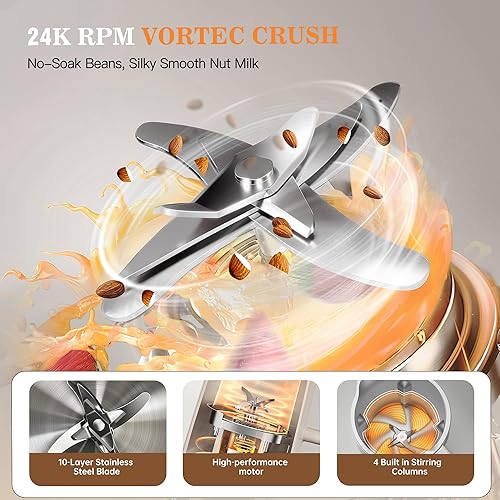 Miniatura 7 de Máquina para hacer leche de nuez 10 en 1, máquina de leche de almendra con pantalla IMD de 42 onzas, máquina de leche de soja con autolimpieza,