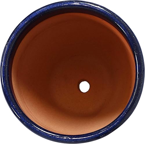 Miniatura 7 de Sunnydaze Resort - Macetero de cerámica con agujeros de drenaje, juego de 2 unidades, acabado esmaltado de alto fuego, resistente a los rayos UV y a