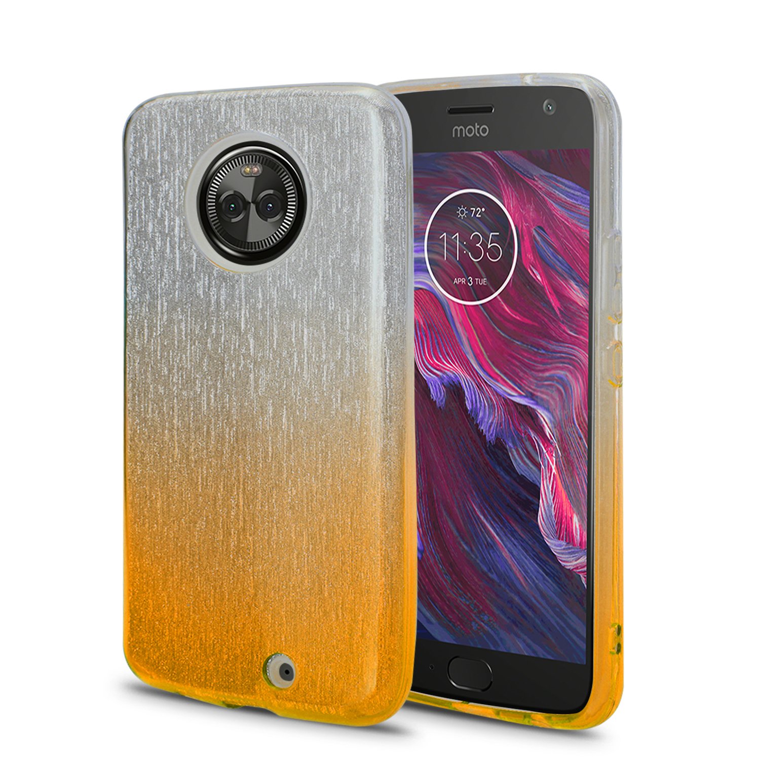Moto X4 / X4 (2017) Case, Ultra Thin Shinning Gradient Color Protective Glitter Slim Sparkle Bling Crystal Clear Triple Layer Hybrid Protective Case (HVF Gold)