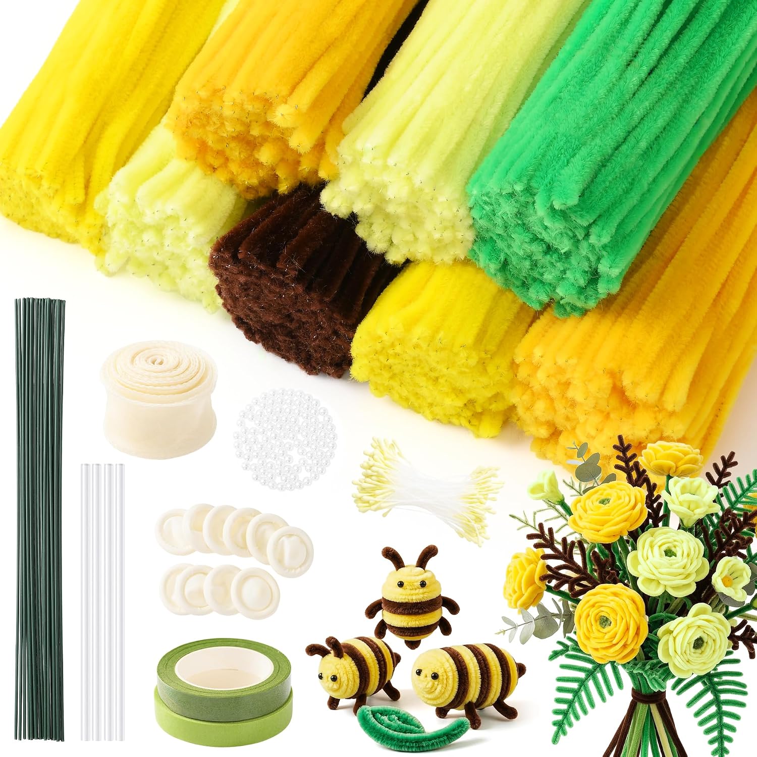 Pipe Cleaner Flower Kit, 800PCS Chenille Stems & DIY Flower Craft Supplies