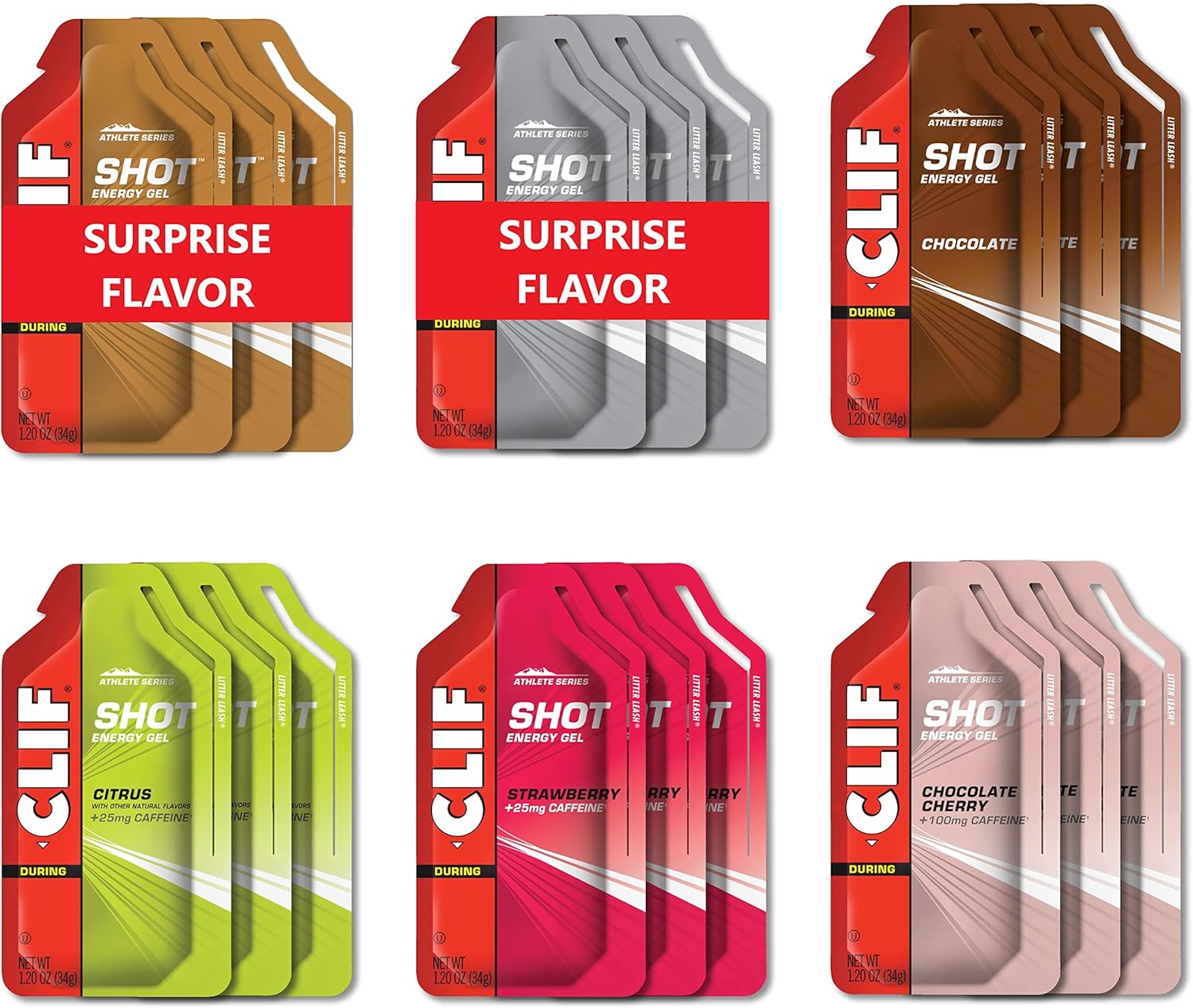 CLIF SHOT Energy Gels Best Sellers Variety Pack NonGMO Fast Carbs for