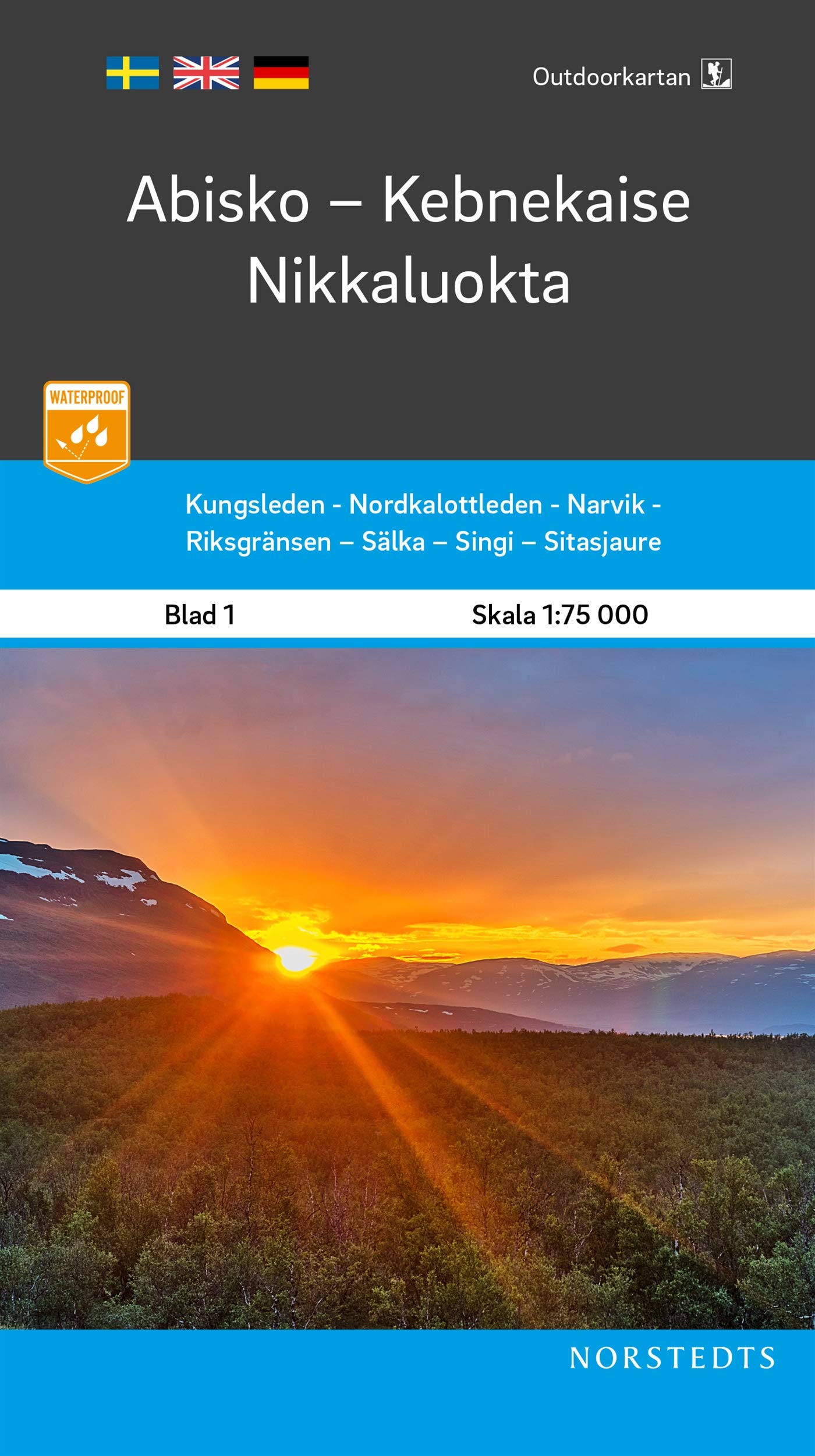 Sweden map 1: Abisko / Kebnekaise / Nikkaluokta Hiking, Kungsleden, skiing