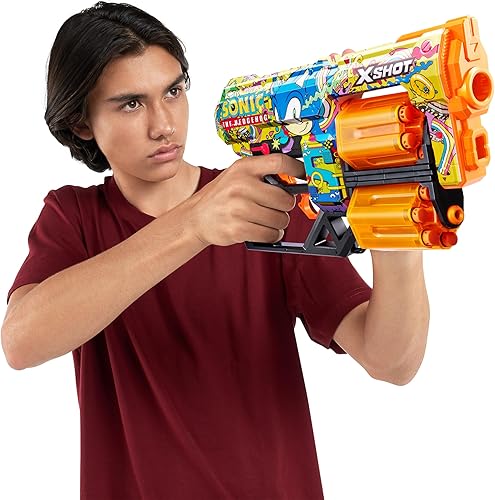 Miniatura 5 de X-Shot Skins Dread Sonic Hyper Spike Blaster con 24 dardos - Malice Skin por ZURU, barriles de doble rotación, tecnología de dardos de bolsillo de