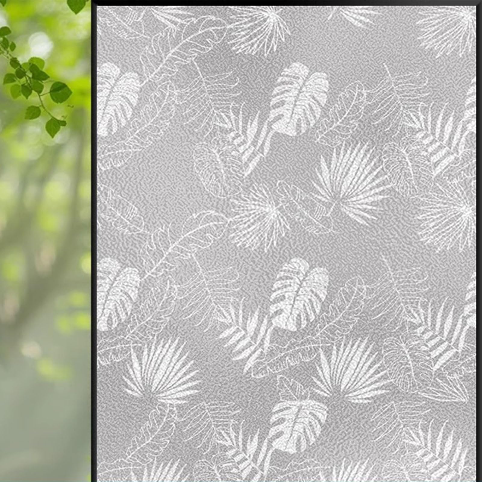 Eiauiuo Frosted Glass Film With Pattern, Self-Adhesive Window Film For Privacy, UV Protection & Opaque Design, Static Cling No Glue Film For Living Room, Bedroom, Kitchen, Bathroom(Pattern 02,70x150cm