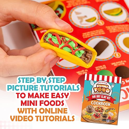 Miniatura 5 de Original Stationery Mini World Food - Kit de arcilla seca al aire, 10 colores de arcilla de modelado para esculpir y más de 19 piezas en este juego