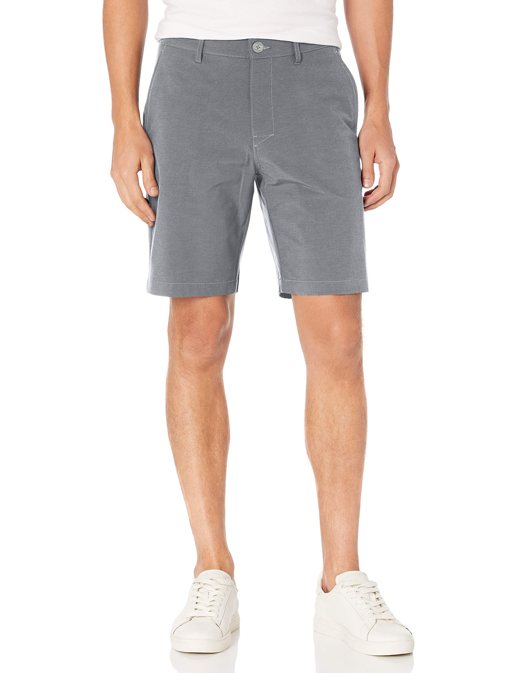 PGA TOUR Men’s 9” Flat Front Horizontal Textured Golf Shorts, 4-Way Stretch, Moisture-Wicking, Sun Protection, Dk Grey HTR, 48