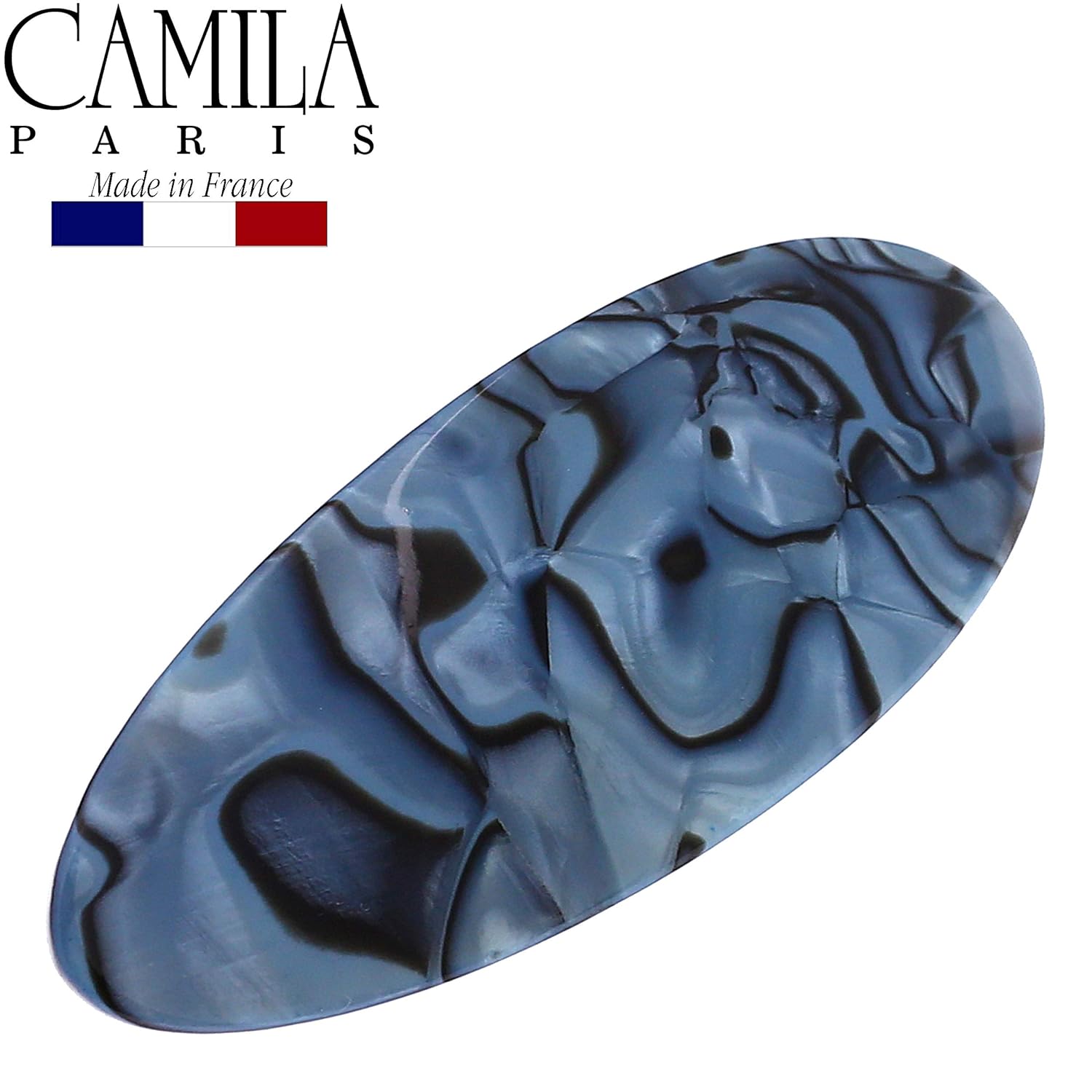 Camila Paris CP2984 French Hair Barrette Clip Handmade Oval Blue, Strong Hold Grip Hair Clips for Women, No Slip Rubberized Metal Closure, Durable Styling Girls Hair Accessories, Made in France - Image 4
