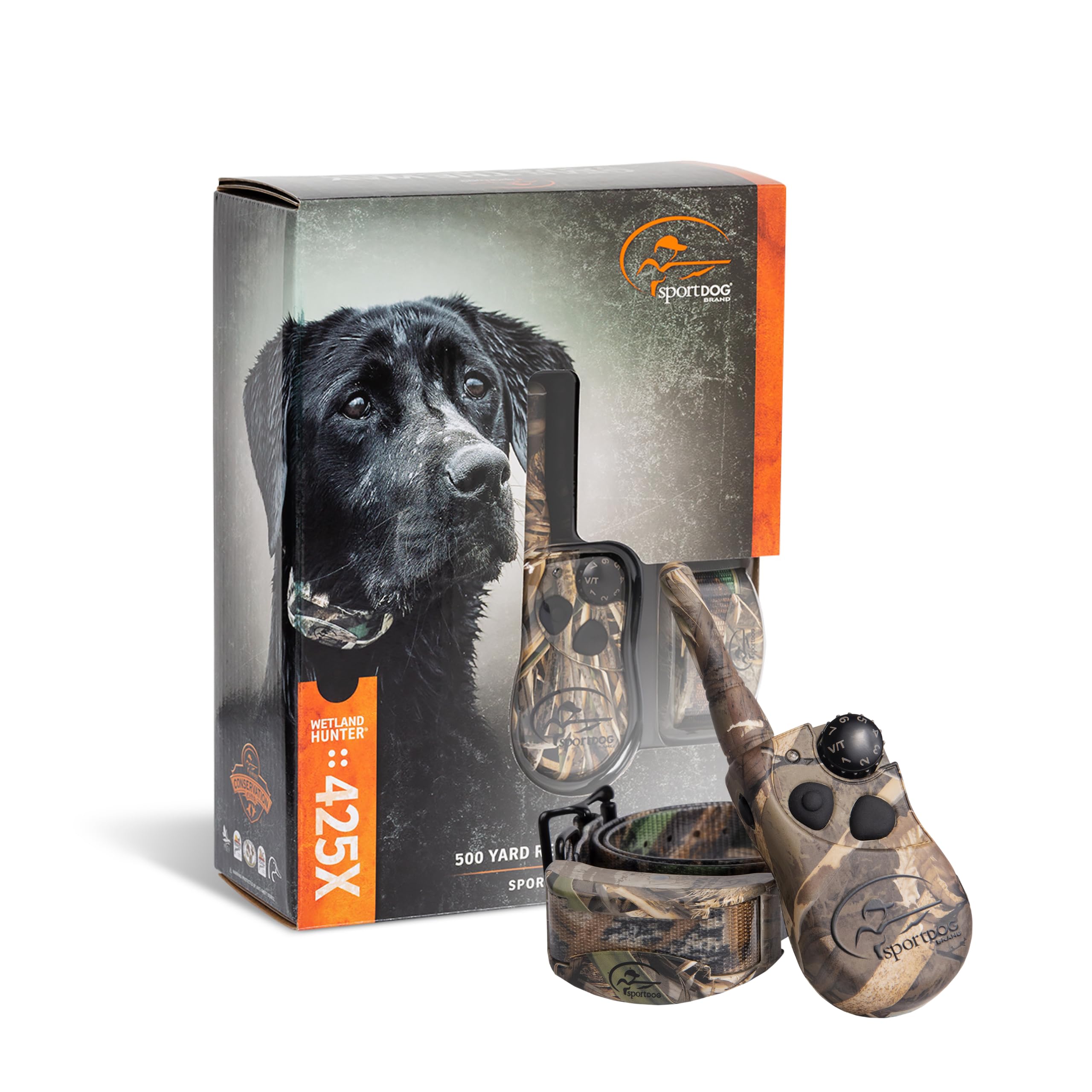 SportDOG Brand WetlandHunter 425X Camouflage Remote Trainer - Rechargeable Dog Training Collar with Shock, Vibrate, and Tone - 500 Yard Range - SD-425XCAMO