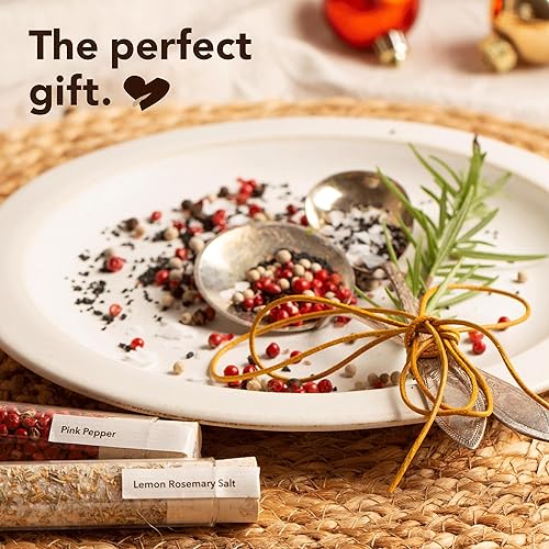 Miniatura 5 de Craftly Caja de regalo de sal y pimienta, juego de especias y condimentos para cocinar, 6 sales y 6 pimientos, Himalaya, hawaiano, limón romero,