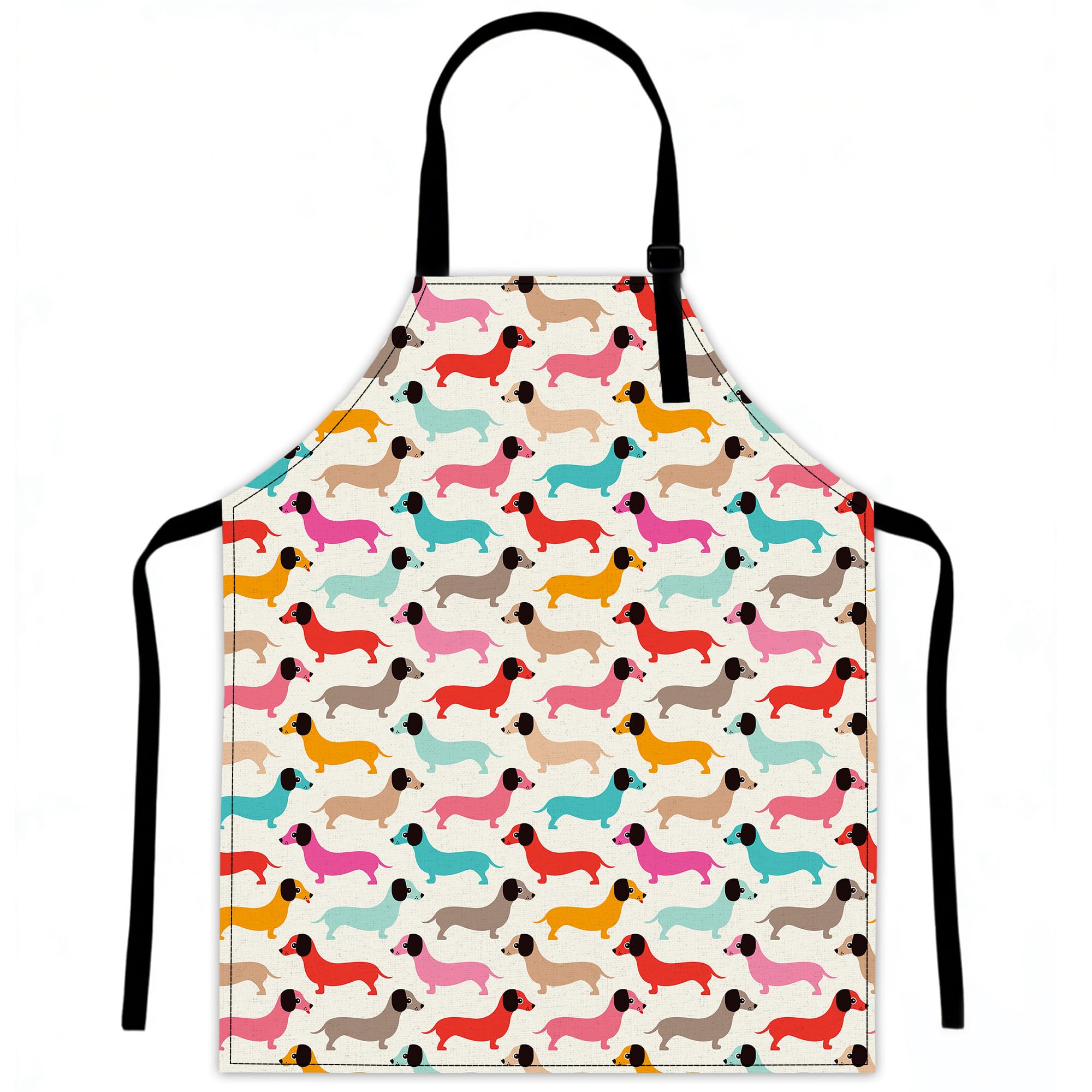 LQEBUY Kitchen Aprons Adjustable Dachshund Puppy Dog Cooking Apron Bib for Women Men Chef Cooking Baking Gardening