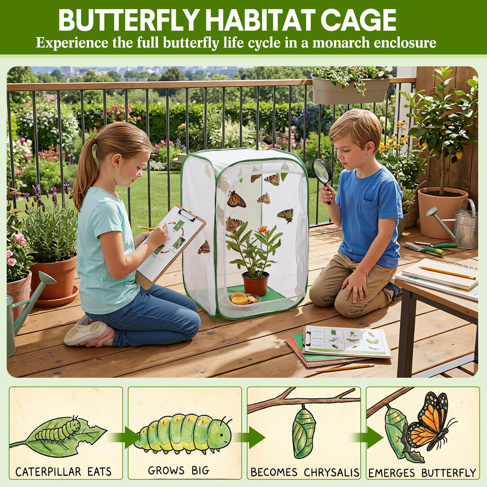 Gilprop 2 Pack Outdoor Mesh Plant Enclosures 23.6" Tall Crop Cage for Fruit Vegetables, Flowers and Herbs - Image 6