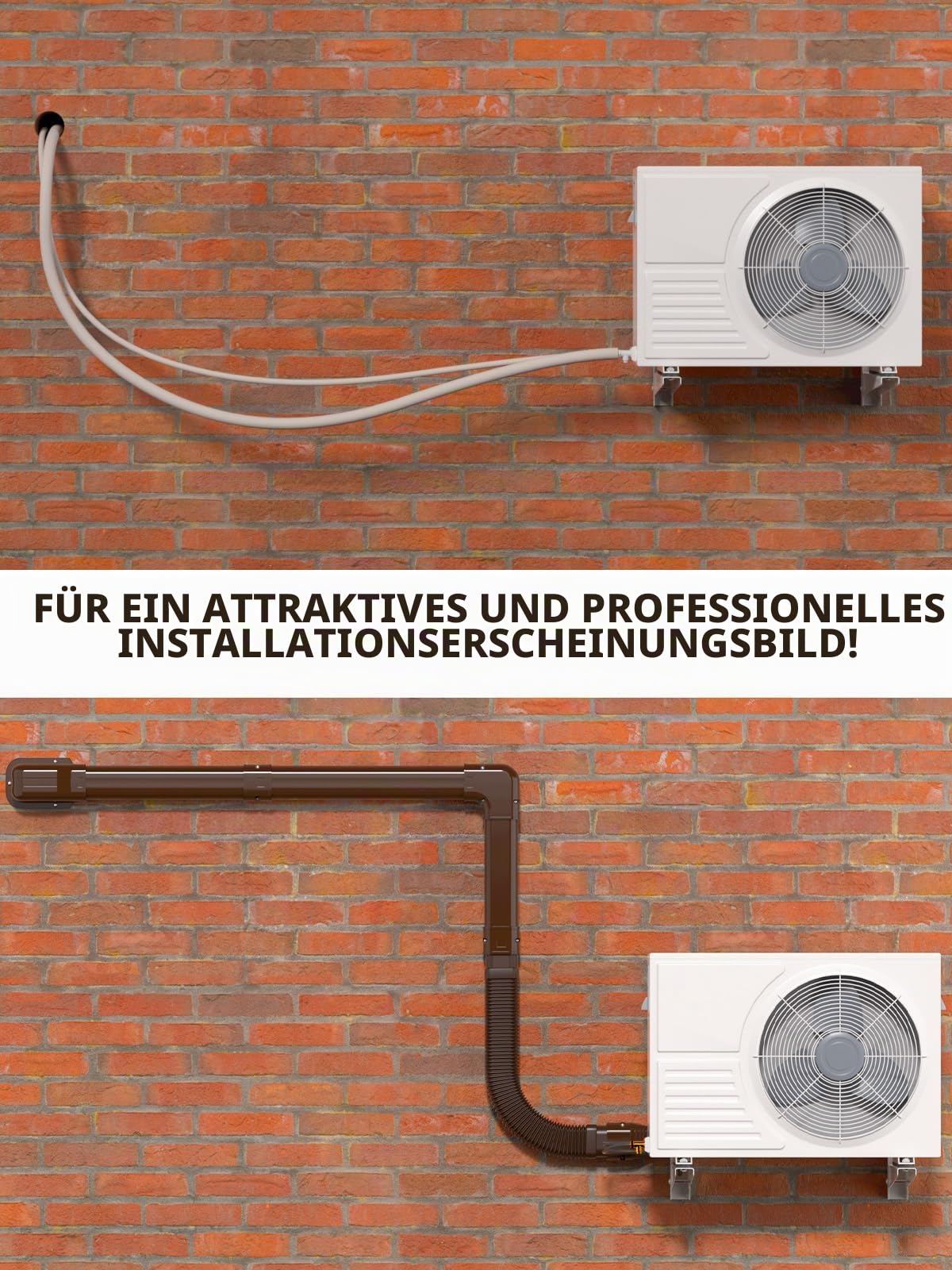 7,6 cm B x 4,6 m L Brown Line Set Abdeckungs-Set für kanallose Mini-Split-Klimaanlagen, PVC-dekorative Abdeckung für zentrale Wechselstrom- und Wärmepumpensysteme, Schlauchabdeckung